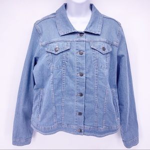 Max Jeans Blue and White Pinstriped Jean Jacket
